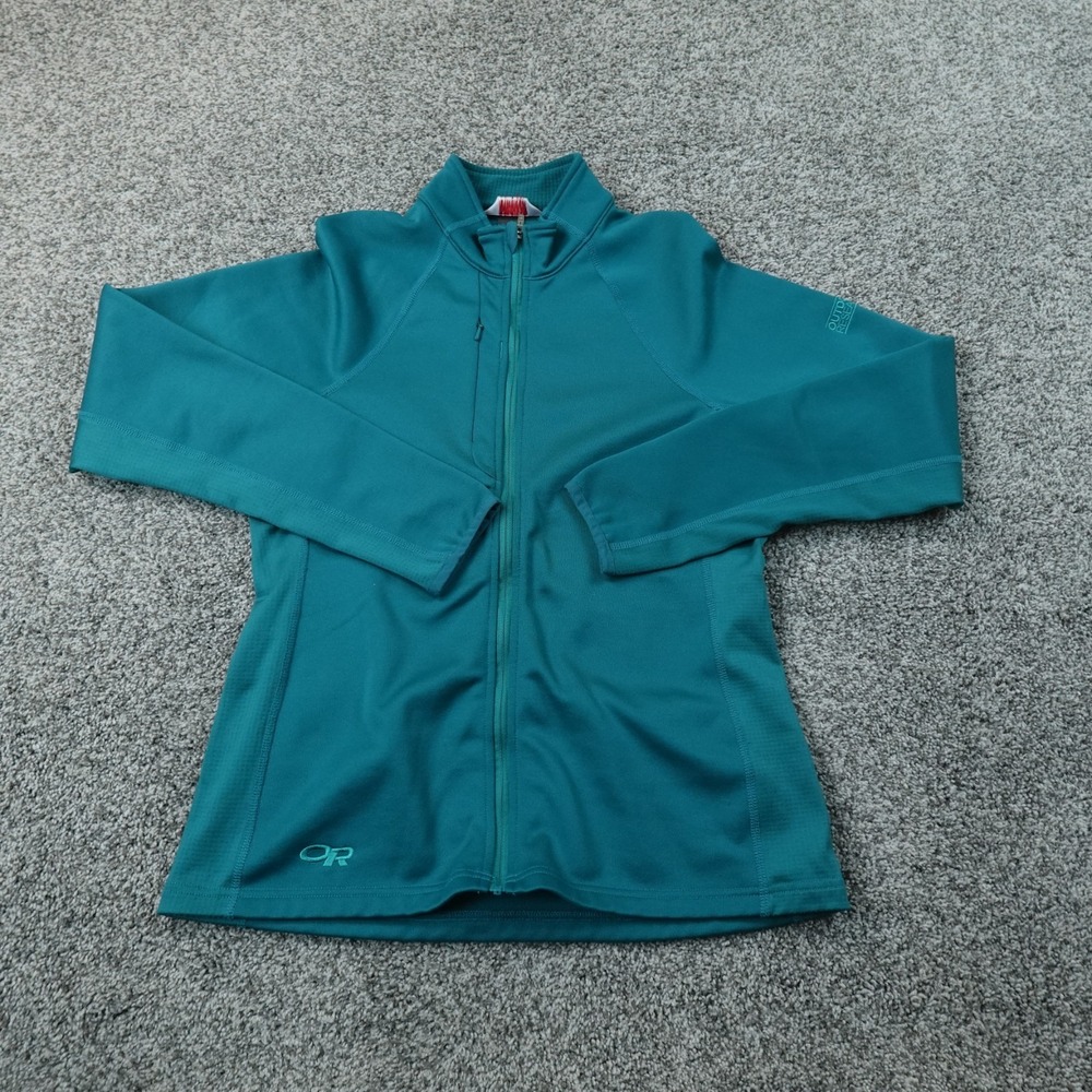 Outdoor Research Jacket Womens M Blue Green Teal Hybrid Full Zip Hiking Coat Top
